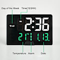 Miniatyrbild 2 av 4: Digital väckarklocka, med stor LED-tidsdisplay, justerbar alarmvolym, ljusstyrka, alarm inställningar, USB-laddare, temperaturdetektering, snooze