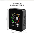Miniatyrbild 4 av 5: 3 i 1 koldioxiddetektor CO2-detektor termohygrometer intelligent luftkvalitetsanalysator hushålls digital luftföroreningsmätare - svart