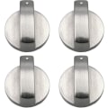 Miniatyrbild 1 av 5: Gasspisknoppar, 4 stycken, metall, 6 mm, silverfärgade, justeringsknoppar för gasspis