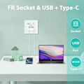 Pikkukuva 2 / 5: Seinän pistorasia USB-liitännällä ja 1 tyypin C -liitännällä, valkoinen AC kidelasipaneelin kanssa, seinävirtapistoke USB-liitännällä (max 2,1 A), sopii älypuhelimeen, tablettiin