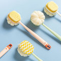 Miniatyrbillede 4 af 5: Langskaftet Bruser Kropsbørste: Dobbeltsidet Ryg Loofah Skrubber Bad Net Svampe Massage Badebørste Til Hud Peeling Bad Lysegrøn Lysegrøn