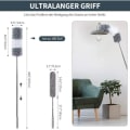Miniatyrbillede 3 af 5: Fjernstøvningssæt med teleskopisk skaft med 2 hoveder i mikrofiber, vaskbar støvmopper, langt teleskopisk skaft i rustfrit stål 45-257 cm