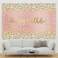 Pikkukuva 2 / 5: Hyvää syntymäpäivää Taustakangas Timantit Kiiltävät Bokeh Vaaleanpunainen Ja Kulta Piste Glitter Sparkle Valokuvaustaustaksi Tyttöjen Juhliin Koristeluun (110cm*180cm)