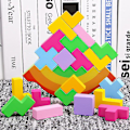 Miniatyrbild 2 av 5: Trä färgade stapelbara byggklossar barns pedagogiska leksaker Tetris pussel