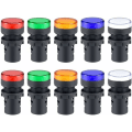 Miniatyrbillede 1 af 5: 10 stk. LED-indikatorlamper AD16-22D/S - 22mm 20mA LED-panelmontering forsænket (rød/grøn/blå/gul/hvid??, 2 stk. af hver farve)
