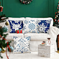 Miniatyrbild 5 av 5: 4x Christmas Blue Snowflake Örngott till jul