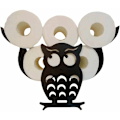 Pikkukuva 2 / 5: Owl Shape wc-paperiteline, mustametallinen wc-pidike, 7 kapasiteettia, pehmeä pilvitapettiseinä, hauskoja kylpyhuonetarvikkeita