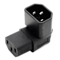 Miniatyrbild 4 av 5: IEC hane C14 till uppåt vinklad IEC hona C13 strömkabeladapter