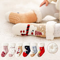 Miniatyrbild 2 av 4: 1 par flickor casual fleece strumpor 3d tecknad mönster höst vinter tjocka varma strumpor-4（M，A）