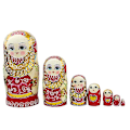 Miniatyrbild 3 av 4: 7 st/set Nya Trä Ryska Nesting Dolls Fläta Flicka Leksak Traditionell Matryoshka-4