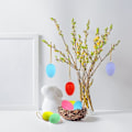 Miniatyrbild 2 av 5: Plastpåskägg, 48 st färgglada påskäggshängande prydnader för påskträddekoration
