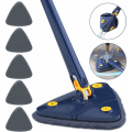 Miniatyrbillede 1 af 5: Justerbar 360° roterende trekant teleskopmop med automatisk vandudvridningsfunktion, 5 rengøringsklude, mikrofiber elastisk mop (blå)