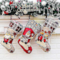 Miniatyrbild 1 av 5: Julstrumpor Set 3-48 Cm Hängande Strumpor För Kamin, Julgran -presentpåse Godispåse Med Biffelkaro, Jultomte, Snögubbe, Ren