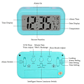 Miniatyrbild 4 av 5: Automatisk set av väckarklocka för sovrum, digital skrivbordsklocka med dimmer för ljusstyrka, automatisk dst, datum, temperatur Elektrisk sängklocka Nattduksbord