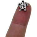 Miniatyrbild 2 av 4: 50 st söta sköldpaddsformade distanspärlor i antik silverlegering - 1,5 mm hål