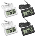 Miniatyrbild 1 av 5: Mini digital LCD-termometer med temperaturgivare sensor testare för kylskåp frysar akvarium (2X svart 2X vit)