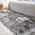 Miniatyrbild 4 av 4: Mjuk matta Mjuk konstgjord fårskinn sängmatta för vardagsrum barnrum sovrum soffa matta bil sängmatta (grå)