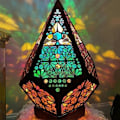 Miniatyrbillede 1 af 5: Bohemian Mosaic Starry Sky Floor Projections Lamp Table Bedside Light