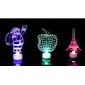 Miniatyrbild 1 av 5: 2 st 3D julbelysning, akryltomte, äppel Eiffeltorn figur LED nattlampa