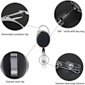 Pikkukuva 3 / 5: Retractabele haspel lengte, 3 stuks zware karabijnhaak badgehouder, 70 cm met versterkte veer voor ID-kaarten met sleutelhanger riemclip en klemhaak