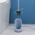 Miniatyrbillede 5 af 5: Blød børste toiletbørste, Høj kvalitet Moderne badeværelse Toilet rengøringsbørste med stativ Halv hvid? 1