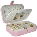 Miniatyrbillede 1 af 5: Rejse smykkeskrin, bærbar smykkeskrin med spejl, smykkeskrin til halskæder, armbånd, ringe, øreringe, rose