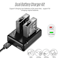 Miniatyrbild 3 av 5: Portabelt laddningskit för dubbla kamerabatterier med 2 st laddningsbara batterier USB-kabel indikatorlampa för Insta360 One X-kameror