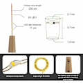 Miniatyrbild 3 av 4: 10-pack LED-flaskelampor, 20 LED 2 m koppartråds ljusslingor, batteridrivna vinflaskelampor (flerfärgade).
