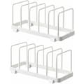 Vertikal diskställ, diskarrangör, diskförvaringsställ, halkfritt metalldiskställ för köksskåp (vit, 2-pack)