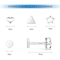 Miniatyrbillede 2 af 5: Sterling Sølv Stud Øreringe Til Kvinder Mænd - 4 Par Hypoallergeniske Enkle Geometriske Små Stud Øreringe Sæt Tiny Cirkel Trekant Kvadrat Bar Stud Øre