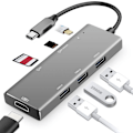Miniatyrbild 3 av 4: USB Hub 3.0 7-i-1 100W PD Dock Splitter med Kortläsare för Windows, för Mac