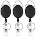 Pikkukuva 1 / 5: Retractabele haspel lengte, 3 stuks zware karabijnhaak badgehouder, 70 cm met versterkte veer voor ID-kaarten met sleutelhanger riemclip en klemhaak