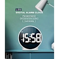 Miniatyrbild 2 av 5: Liten digital väckarklocka LED skrivbordsreseelektronisk klocka dubbla larm snooze dimbar daginställning 12/24h veckodisplay 4 tum vit (ingen batteriadapter)