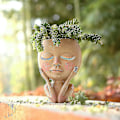 Miniatyrbild 3 av 5: Blomkruka Huvud Planteringskruka Succulent Planter Söt Harts Kaktus Planter-4