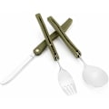 Miniatyrbillede 5 af 5: 3 stk. - Rustfrit stål sammenklappeligt bestik til camping, picnic, knive, gafler, skeer (Army Green)