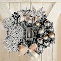 Miniatyrbild 3 av 5: Julkrans Konstgjorda Blommor Champagne 25cm Julkransar Jul Spiskrans För Inomhus Utomhus Jul Dekor För Dörr Vägg Fönster