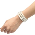 Miniatyrbild 3 av 5: Dam 3 rader konstgjord pärla accent off white stretch armband smycken