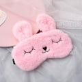 Miniatyrbild 1 av 5: Mjuk kanin sovmask söt tecknad djur ögonmask för små flickor (rosa)