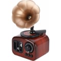 Miniatyrbild 1 av 5: Musikbox i form av en grammofon, mekanisk retrospeldosa för skrivbordsdekoration, delikat musikalisk present