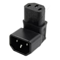 Miniatyrbild 2 av 5: IEC hane C14 till uppåt vinklad IEC hona C13 strömkabeladapter