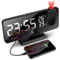 Miniatyrbild 1 av 5: 180 rotationsprojektionsväckarklocka 4 projektionsljusstyrkor med automatisk dimmer Snooze Dubbla larm Yo