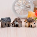 Miniatyrbild 3 av 5: 4 st miniatyrträdgårdslandskap mikrobyhus miniatyrhus halmhyddor DIY slumpmässig färg