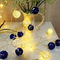 Miniatyrbild 1 av 4: Ljusslinga 20 LED-lampor 4 m batteridriven för jul, sovrum, fest, bröllop, trädgård DIY. (Blå och vit) (Blå + vit)