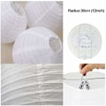 Miniatyrbillede 2 af 5: 12 stk Papir Lanterne Lampskærm Lampion Hvid Bold Form til Bryllup Kirke Havefest Dekoration (Hvid)