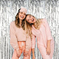 Pikkukuva 2 / 5: 3,2 m x 3 m Metallinen Tinsel-Folio Fringe-Verhot Juhlan Taustakuvaksi Hääkoristeluun (hopea, 1 pakkaus)