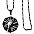 Miniatyrbilde 3 av 4: Yin Yang Trigram Hengesmykke for Menn Amulettsmykker for Gutter 24 Tommer Rustfritt Stål Lenkekjede
