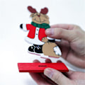Miniatyrbild 3 av 5: Juldekoration, festlig tomte - Julgran snöflinga trähantverk julgransprydnader display P