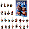 Miniatyrbillede 1 af 4: Julefrokost-nedtælling til 2024, sød dachshund-dyr-vedhæng, hjemmedekorations-juleblindboks-D