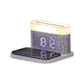 Miniatyrbild 3 av 4: Vit Bluetooth-högtalarklockradio med digital väckarklocka trådlös laddare den bästa presenten till familjen