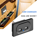 Miniatyrbillede 1 af 5: NY 12V dobbelt USB-billader??t-stikadapterholderpanel campingvogn autocamper
